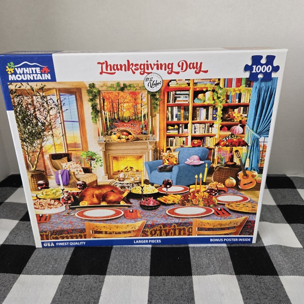 NIB White Mountain Puzzle Jigsaw 1000 Piece Family Thanksgiving Dinner Turkey
